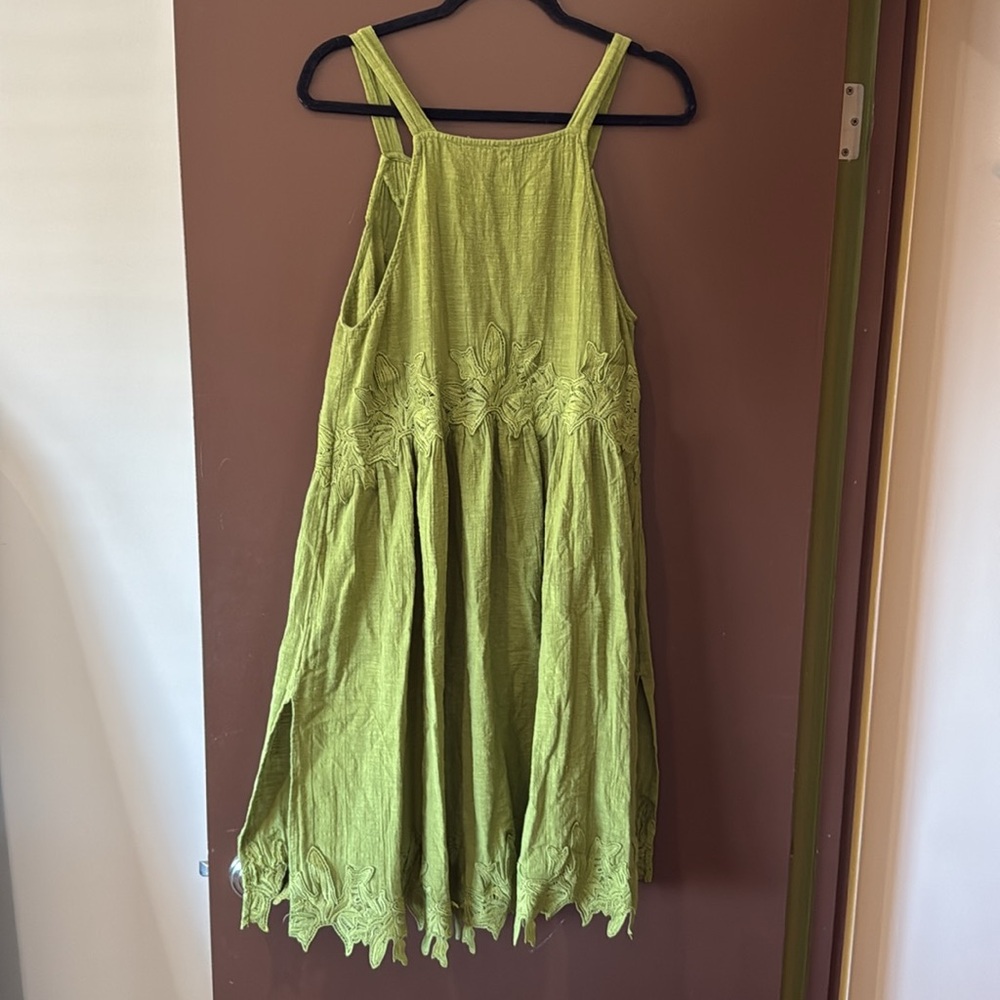Free People 100% Cotton Green Lace Embellished Dress - Picture 5 of 5
